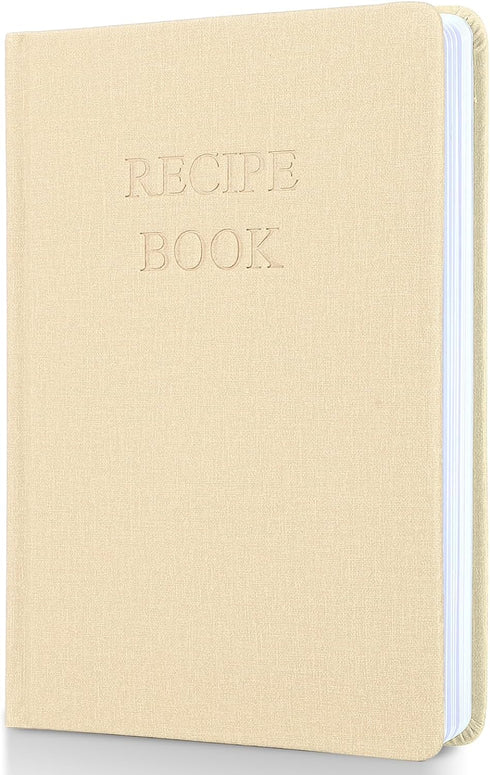 Recipe Book, Blank Recipe Books to Write in Your Own Recipes, Waterproof Hardcover cook books with Prompts and Contents A5-Beige...