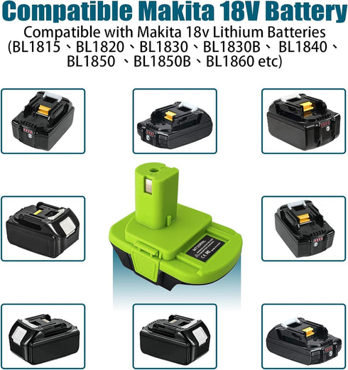 MT20RNL Battery Adapter for Makita to for Ryobi 18V Power Tools, Battery Adaptor Convert for Makita 18V Battery to for Ryobi 18V Power Tools(No Ba...