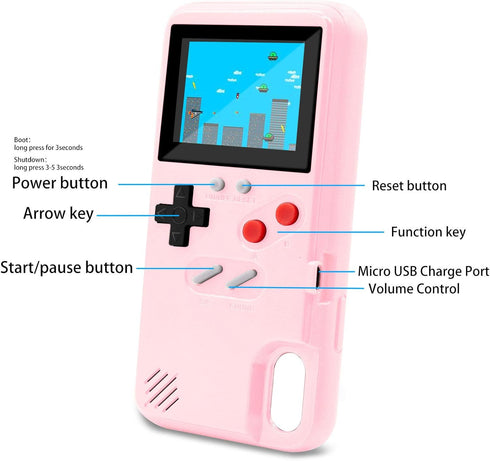LucBuy Game Console Case Compatible for iPhone Xs MAX, Retro Protective Cover Self-Powered Case with 36 Small Games, Full Color Display, Shockproo...
