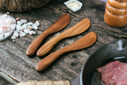 FAAY 7.5" Butter Spreaders, Eco-Friendly Condiment and Sandwich Knife from 100% Moist-Resistant Teak Wood, Super Handy Peanut Jelly Spreader Set o...