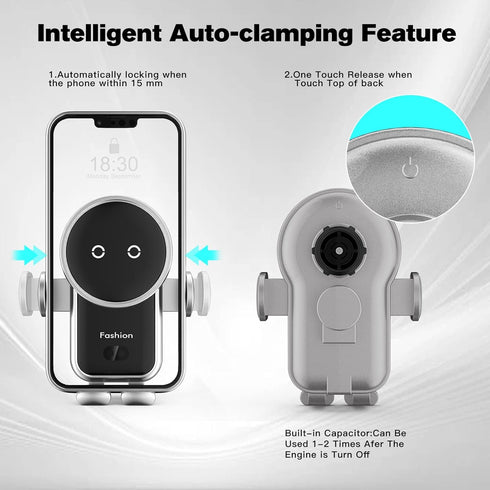 Wireless Car Charger, 15W Auto-Clamping Car Charger Mount, Air Vent Car Charging Holder for iPhone 14/14 Pro/13/13 Pro /12/12 Pro/ 11/11 Pro/Xr/Xs...