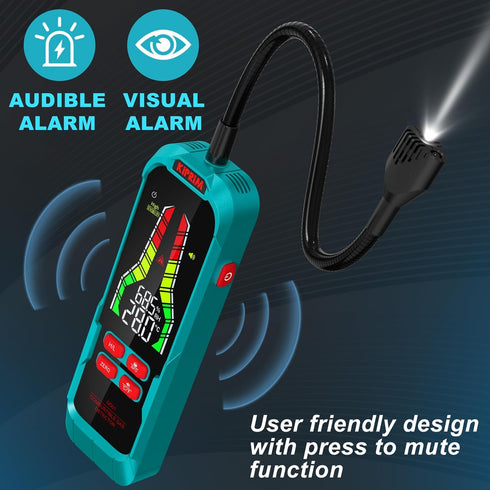 Kiprim High Sensitivity Gas Leak Detector HVAC Tools Natural Gas Detector with 9.4-Inch Probe, Portable Gas Tester with Audible & Visual Alarm to ...