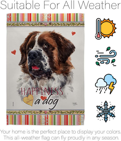 Breeze Decor St. Bernard Dog Happiness Garden Flag Puppy Spoiled Paw Canine Fur Pet Nature Farm Animal Creature House Decoration Banner Small Yard...