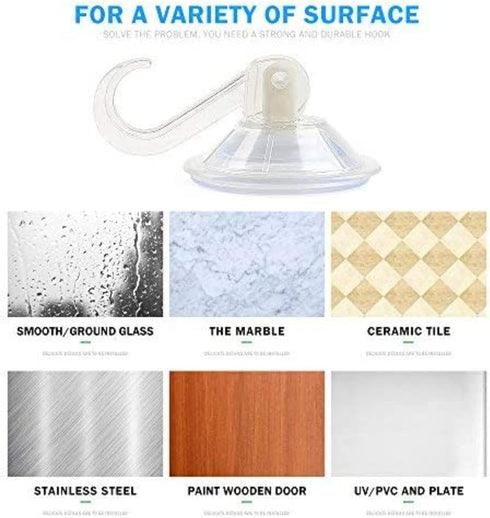 Clear Plastic Suction Cup Hook, oobest 6 Pack Ultra Heavy Duty Hooks Strong Power Lock Hooks Vacuum Traceless Hooks Smooth Waterproof Oil-Proof Wa...