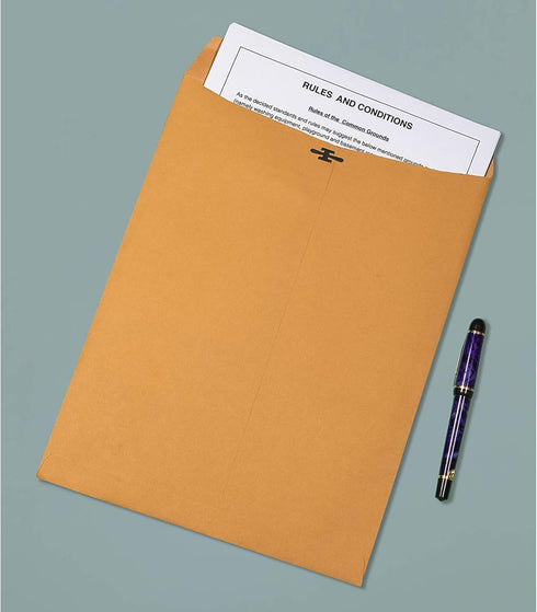 1InTheOffice Manilla Envelopes, Brown Clasp Envelopes 9x12, Moisture-Activated Glue Adhesive Catalog Envelopes for Filing, Storing, Mailing Docume...