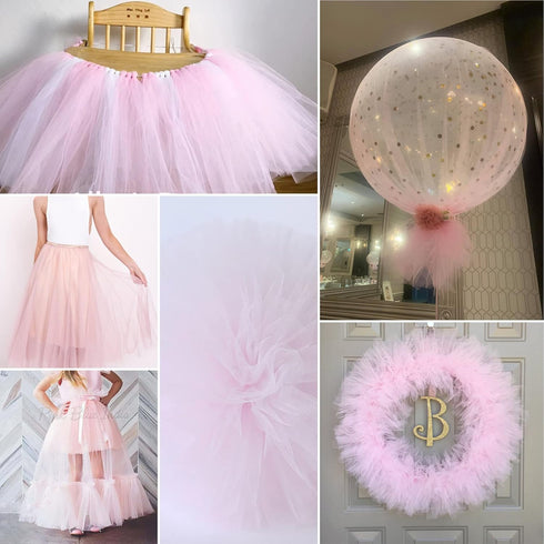 Light Pink Tulle Fabric Rolls 6 Inch by 100 Yards (300 feet) Fabric Spool Tulle Ribbon for DIY Light Pink Tutu Bow Baby Shower Easter Birthday Par...
