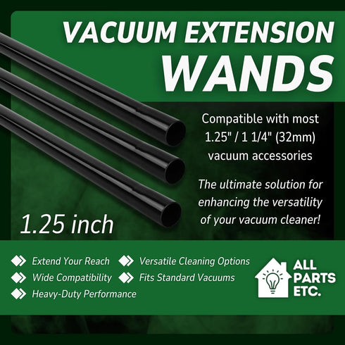 1.25 Inch Vacuum Extension Wands, 32mm Vacuum Accessories & Attachments | 15.75" Extension Wand Vacuum Pipe Tubes for Shop Vac, Wet/Dry Vacuums, a...