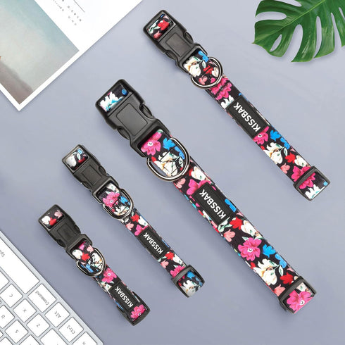 KISSBAK Dog Collar for Large Dogs - Special Design Cute Girl Dog Pet Collar Soft Adjustable Fancy Floral Girl Puppy Dog Collars (L, Floral Spring)...