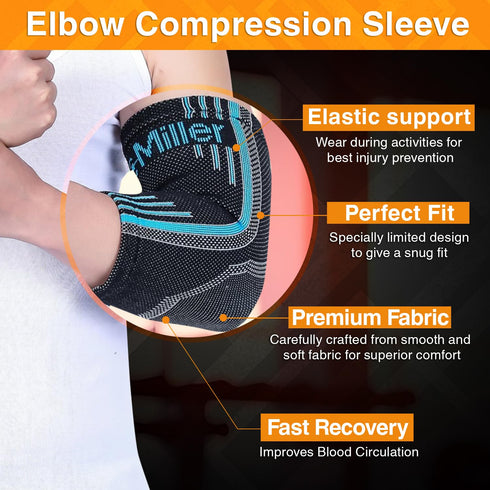 Doc Miller - Compression Elbow Brace: Support for Tendonitis, Bursitis, Tennis, Arthritis, Workouts - Elbow Sleeves for Men & Women, Joint Pain, E...