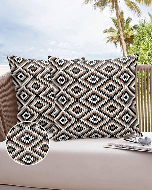 Brown Black Outdoor Pillow Cover 18x18 Inch Cushion Sham Case, Waterproof Decorative Square Throw Pillowcase for Outside Garden Patio Porch Couch ...