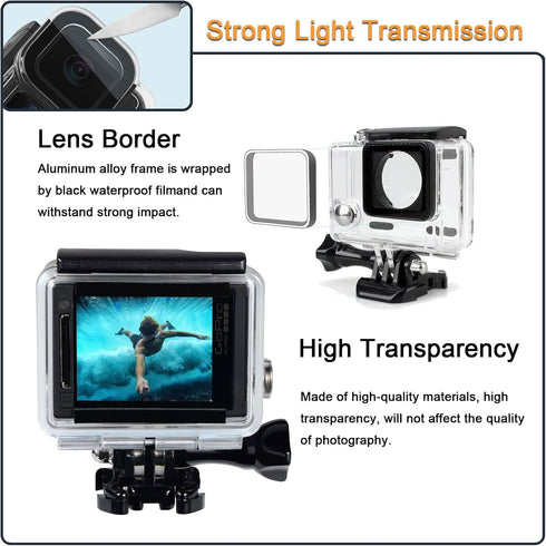 Waterproof Housing Case for GoPro Hero 4 3 Plus, Protective Underwater Dive Shell with Bracket for Go Pro Hero4 3+ Action Camera Accessories Kit...