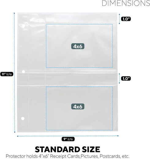Recipe Card Protectors, Refill Sheets for 3 Ring Binders, Recipe Book Pocket Page Sheet Protectors, Holds 4 x 6-inch pockets, 4 Cards Per Sheet, C...