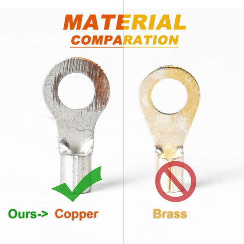 280 Pcs AWG 22-16 16-14 12-10 Ring Fork Terminals Tinned Copper Non-Insulated Electrical Wire Connectors Assortment Kit...