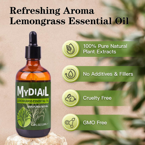 Lemongrass Essential Oil 4oz Pure Lemongrass Oil Natural Undiluted Essential Oil for Humidifier, Diffuser, Massage, Home Cleaning, Skin & Hair Car...