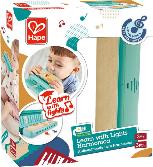 Hape Learn with Lights Harmonica | USB Charging Capabilities | Leaning and Band Mode | Musical Instrument...