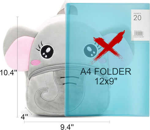 NICE CHOICE Cute Toddler Backpack Toddler Bag Plush Animal Cartoon Mini Travel Bag for Baby Girl Boy 2-6 Years(Grey Elephant)...
