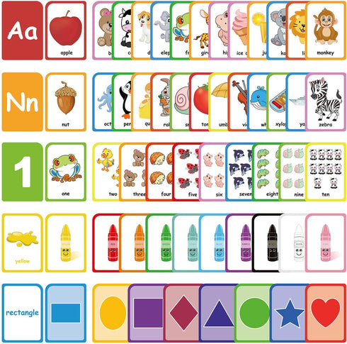 ZazzyKid Flash Cards for Toddlers Learning: 54 Double Sides Flashcards for Alphabets, Numbers, Colors, Shapes - Educational Toys for Preschool...