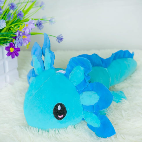 Axolotl Plush Toy,14" Axolotl Stuffed Animal,Salamander Axolotl Plush Doll Gifts for Boys Girls Birthday Christmas, New Year (Blue+Black)...