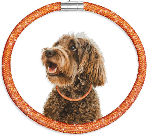 Stylish and Luxurious Diamond Dog Collar,Magnetically Absorbent Clasp,Full Diamond Design,Perfect for Wedding and Everyday Walking - Rose Red Diam...