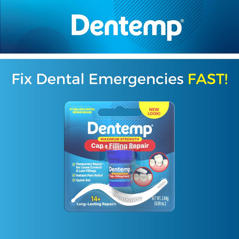 Dentemp Maximum Strength Loose Cap and Lost Filling Repair - Dental Repair Kit for Instant Pain Relief (Pack of 2)...