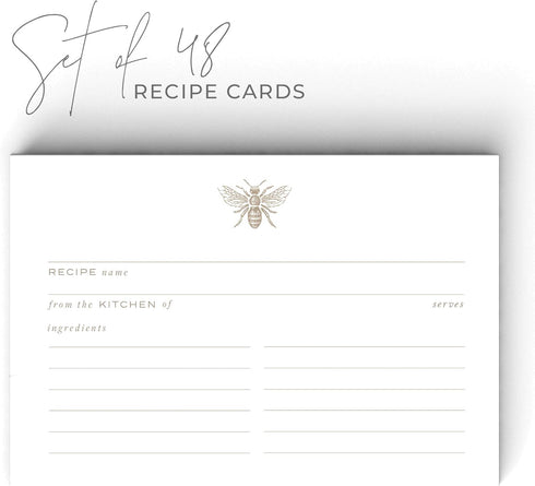 Gold Bee Recipe Cards from Dashleigh, 48 Cards, 4x6 inches, Water-Resistant and Double-Sided (Bee Recipe Cards)...