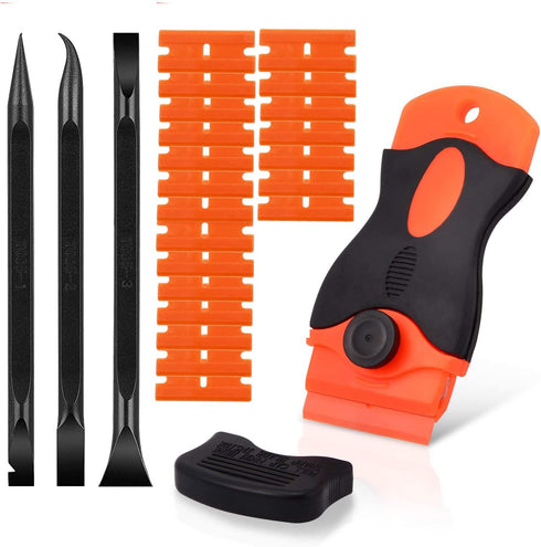 Plastic Razor Blade Scraper 20PCS Plastic Razor Blades,3 Kinds of Two-Way Scratch Free Plastic Scrapers,Plastic Scraper for Sticker Scraper Remove...