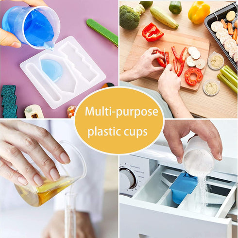 40 PCs 50ML Resin Measuring Cup Reusable Resin Cups Plastic Beakers, 50 PCS Wooden Stir Stick Multipurpose Mixing Cups for Resin Epoxy Mixing Pain...