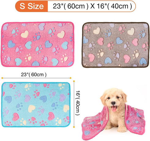 Pet Soft Blankets for Dogs - Fluffy Cats Dogs Blankets for Small Medium & Large Dogs, Cute Print Pet Throw Puppy Blankets Fleece (Heart, 3S)...