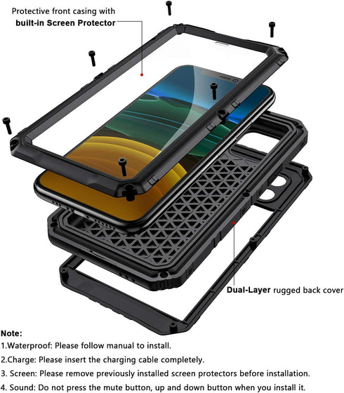 seacosmo Waterproof Case for iPhone 11 Pro, Strong Dust-Proof with Built-in Screen Protector Drop Protection Shock Absorption Case Cover for iPhon...