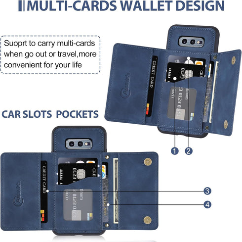 Asuwish Phone Case for Samsung Galaxy S10e Wallet Cover with Tempered Glass Screen Protector and PU Leather Credit Card Holder Stand Rugged Slot M...