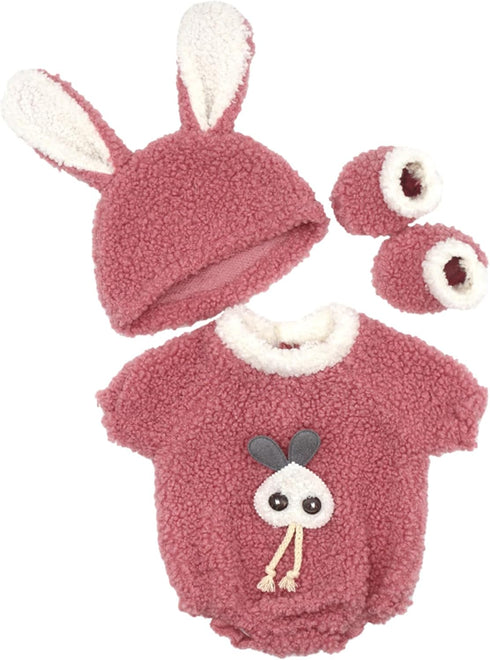 AISITE 18-20 Inch Baby Doll Clothes - 3 Piece Pink Romper, Bunny Hat and Socks Set for Reborn Baby Girl (Dolls NOT Included)...