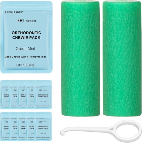 20-Pack of Aligner Chewies for Invisalign with Remover Tool - Each Resealable Pouch Contains 2 Chewies and an Aligner Removal Tool for Retainer an...