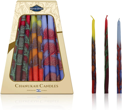Majestic Giftware Multicolor Hanukkah Candles - CP20 | 45 Dripless Handcrafted Chanukah Candles for All 8 Nights of Hanukkah | Manufactured by Saf...