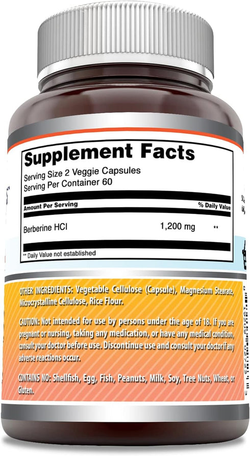 Amazing Formulas Berberine Supplement | 1200 Mg Per Serving | 120 Veggie Capsules Per Serving | Non-GMO | Gluten-Free | Made in USA...