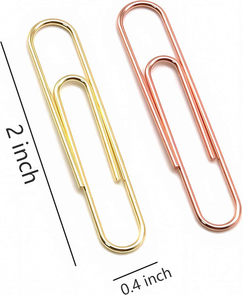 30 Pcs Jumbo Paper Clips - 2 Inch Large Metal Paperclips for Office & School Organization, Party/Wedding Decor, DIY - Gold & Rose Gold (U-SHAPED)...
