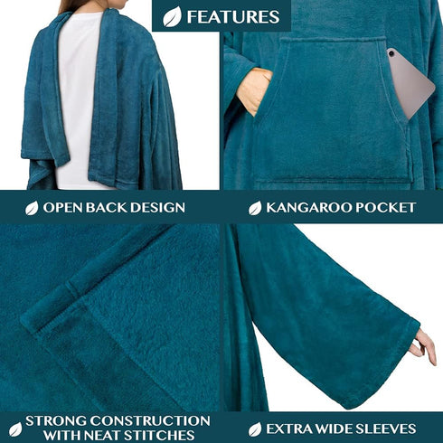 PAVILIA Blanket with Sleeves for Adult Women Men, Soft Warm Wearable Blanket Fleece Wrap Throw, Robe Blanket Gift...