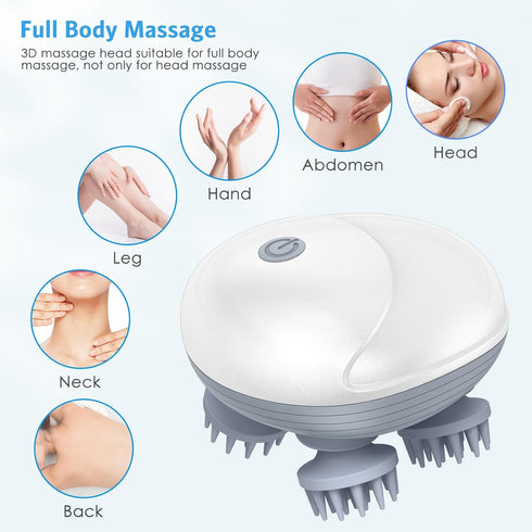 AMIR Newest Handheld Electric Scalp Massager, Portable Head Massager with Kneading 96 Massage Nodes, Head Scratcher Massager for Stress Relax and ...