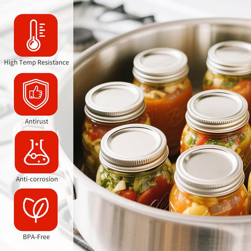 Aliggbent Canning Lids 130PCS, Mason Jar Lids Wide Mouth 86MM Canning Lids Anti-Rust and Leak Proof Airtight Split-Type Lids Silver Canning Flats ...