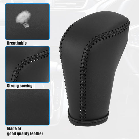 X AUTOHAUX Black Car Interior Faux Leather Gear Shifter Shift Knob Cover Transmission Shift Boot Lever for Honda Accord 2018-2022 Black Stitches...