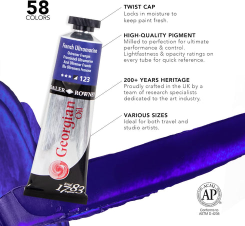 Daler Rowney Georgian Oil Paint Yellow Green 38ml Tube - Art Paints for Canvas Paper and More - Oil Painting Supplies for Artists and Students - A...