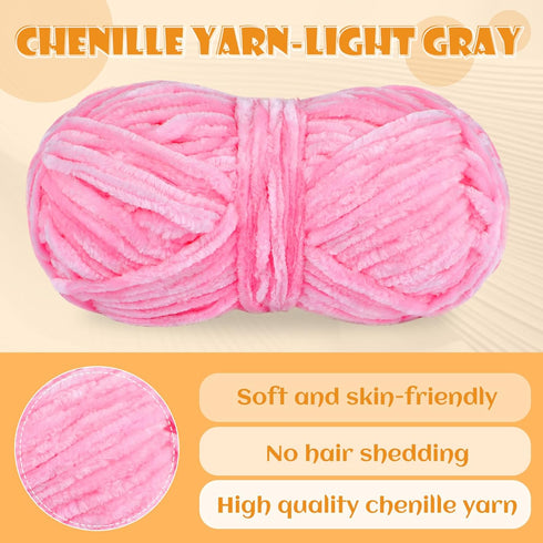 100g Chenille Yarn, Blanket Yarn for Knitting, Soft Chenille Yarn, Crochet Yarn for DIY Craft, Making Sweater, Hat, Blankets (Pink)......