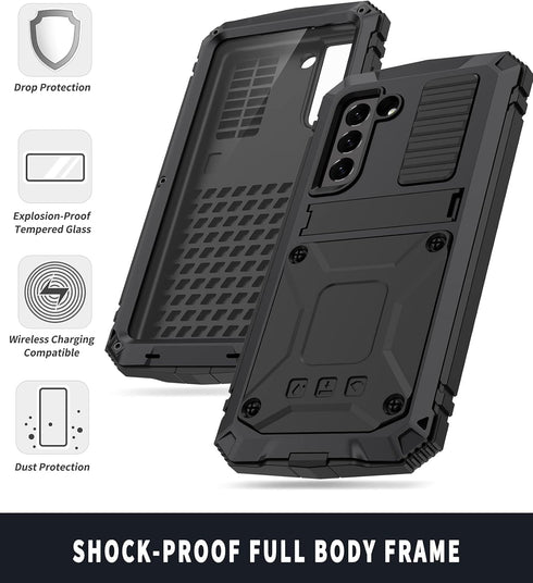 Samsung Galaxy S21 FE (2021) Case,Outdoor Aluminum Metal Gorilla Glass Waterproof Shockproof Military Heavy Duty Sturdy Protector Cover Hard Case ...