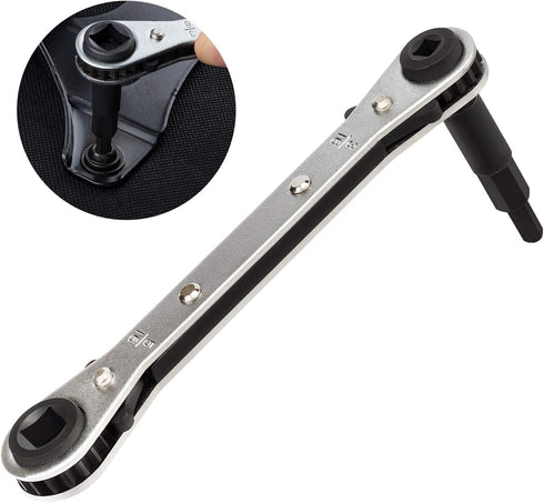 ANCIRS 3/16 to 3/8 Ratchet Wrench, HVAC Service Wrench with Hexagon Bit Adapter Kit for Air Conditioner, Refrigeration Equipment Repair...