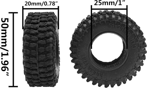 4Pcs ShareGoo 1.0" RC Crawler Tires Micro Rubber Tires Width 20mm Compatible with Axial 1/24 SCX24 Gladiator Bronco C10 JLU Deadbolt B17 RC Crawle...