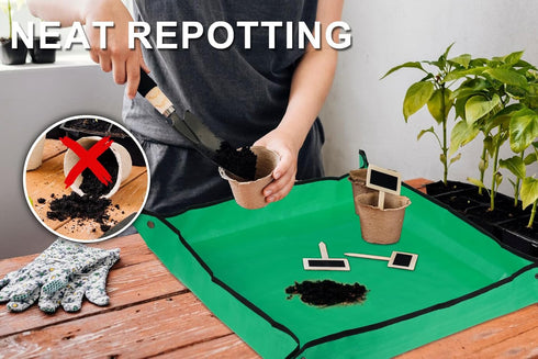 30" X 30" Large Plant Repotting Mat for Indoor Plants Potting Soil, Foldable Waterproof Plant Repotting/Potting Tray, Potting Mat for House Plants...