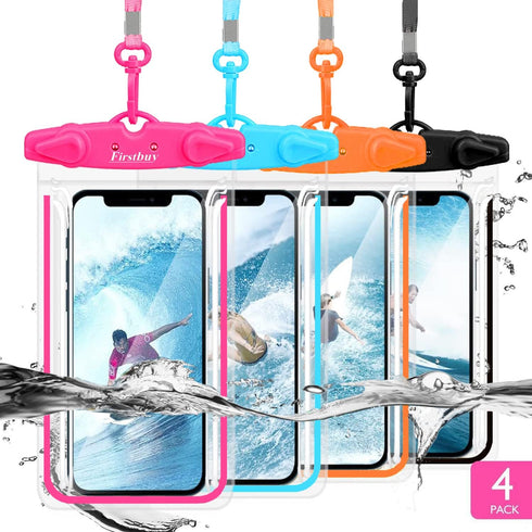 Universal Waterproof Phone Pouch, 4 Pack Waterproof Phone Case with Lanyard Protector for iPhone 16 15 14 13 12 Pro Max XS Plus Samsung Galaxy Not...