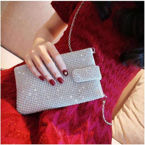 Bling Rhinestone Evening Handbag Cell Phone Purse Wallet Clutch Crossbody Bag...