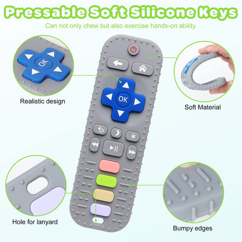 Baby Teether Toys, 2 Pack Teething Toys for Babies, TV Game Remote Control Shape Silicone Sensory Teethers, Infant Chew Toys for Baby Shower Easte...