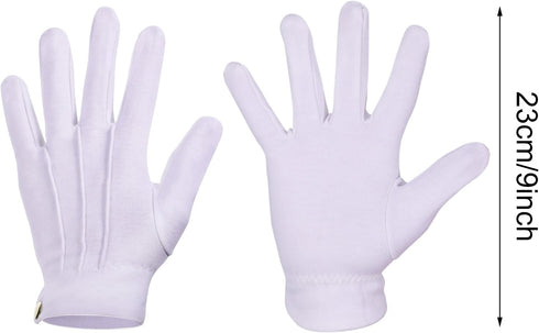 Shappy White Stitched Cotton Gloves for Formal Tuxedo Jewelry Inspection, White Gloves for Men, 23 cm/ 9 inches...