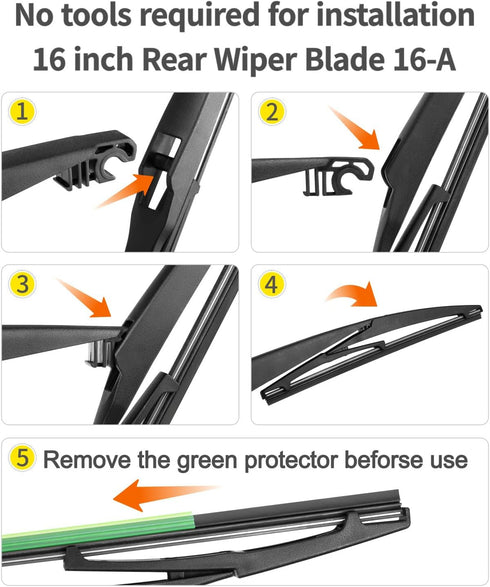 16 inch Rear Wiper Blade (16A), Back Window Windshield Wiper Blade for Toyota Sienna 2020-2011 Prius 2022-2004 /Lexus GX470 2009-2003 RX330 RX350 ...